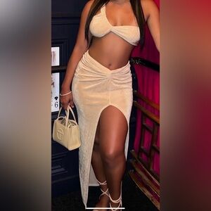 Elegant Cream Skirt Set